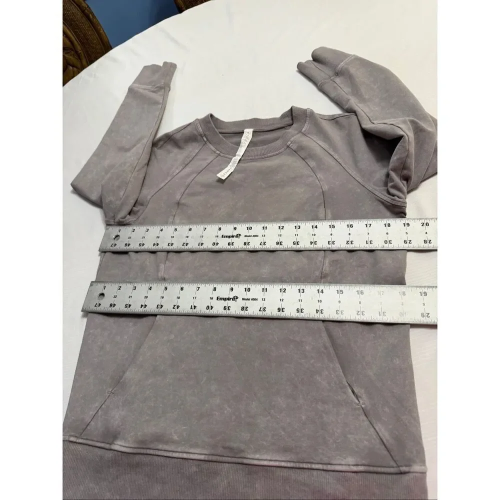 Lululemon Scuba Crew Washed Dark Chrome Grey Sweatshirt Size 8
